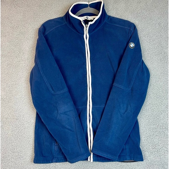 BMW Fleece Full Zip Jacket Blue Car Luxury Coat Large - Picture 2 of 7